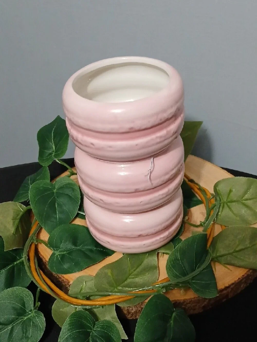 Pink Ceramic Stacked Macaron Vase / Holder- Home Accents NWT